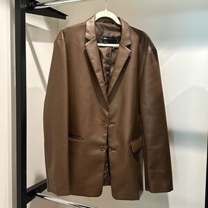 Faux Leather Men's Blazer